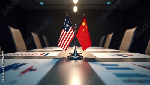 US China trade negotiations, tariffs, business simulation photo