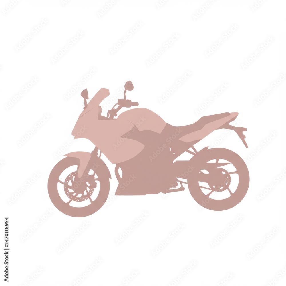 Pink Motorcycle Silhouette on White Background Pink Motorcycle Silhouette on White Background