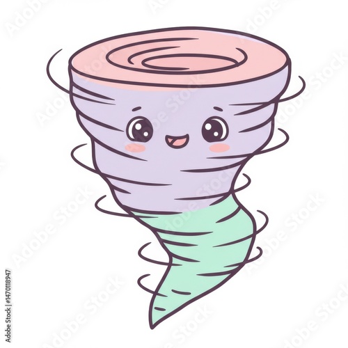 Cute Cartoon Tornado Illustration Pastel Colors