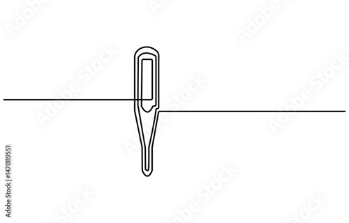 One continuous line drawing of medical thermometer. single line of medical thermometer drawing.  medical thermometer illustration. Editable outline