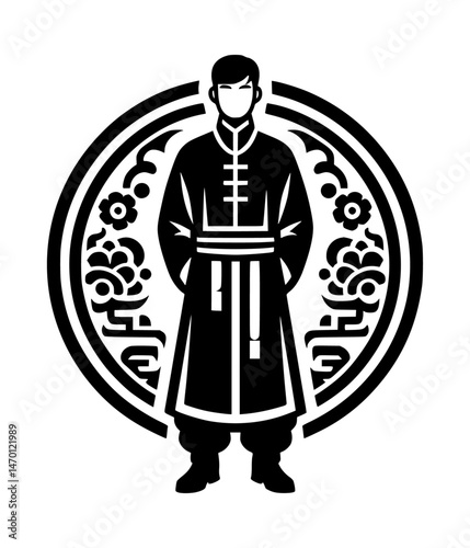 Minimalist Chinese Man Dress Logo