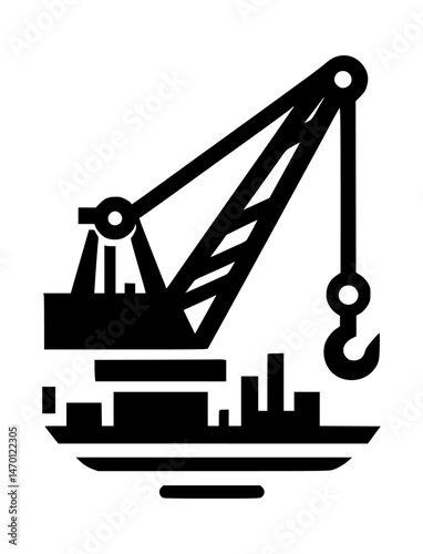 crane hook icon logo black color vector white background 