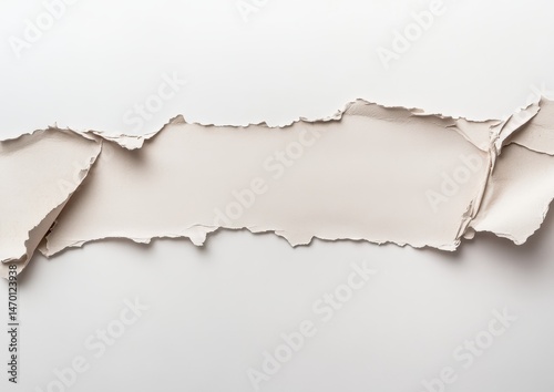 Ripped paper strip on white background
