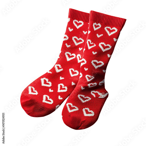 Cozy Red Socks with Heart Pattern for Warmth and Comfort, Perfect for Winter Fashion, Seasonal Apparel, and Gift Giving on Special Occasions