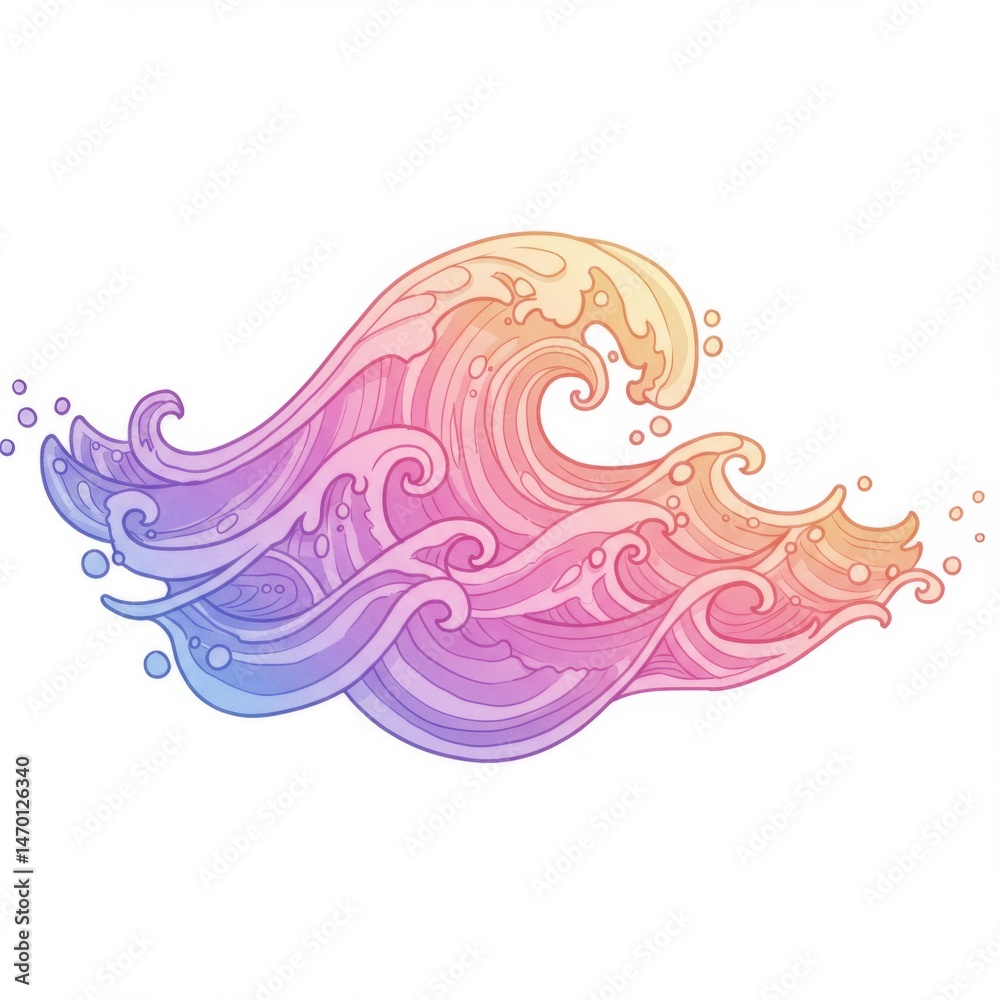 Fototapeta premium Pastel Gradient Ocean Wave Illustration