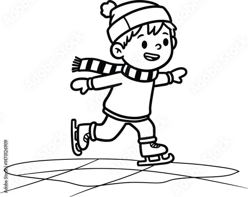 Winter Vector Boy Ice Skating