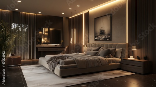 Luxurious Modern Bedroom Interior.