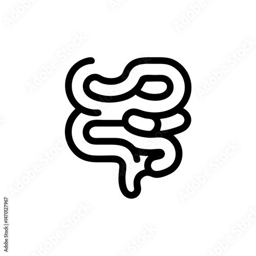 appendix icon, Intestine illustration in a minimalist style on a white background  