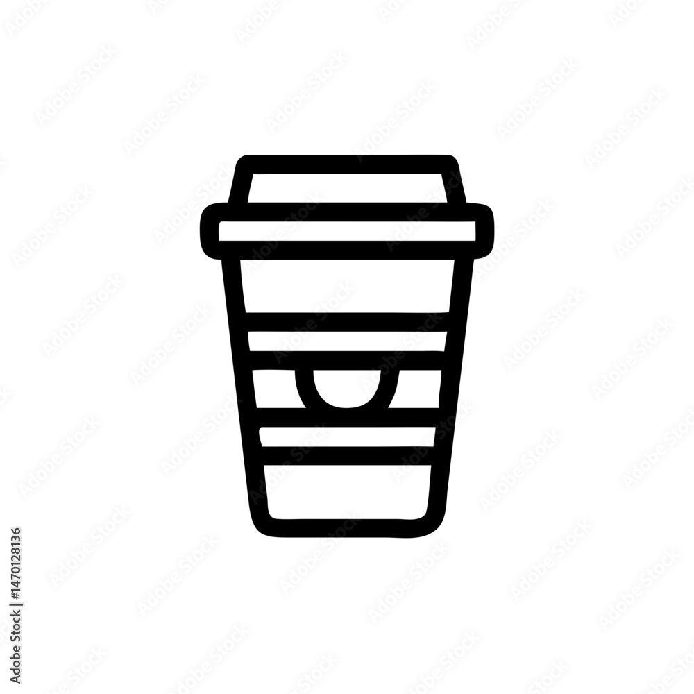 Black coffee cup outline illustration on white background Black coffee cup outline illustration on white background