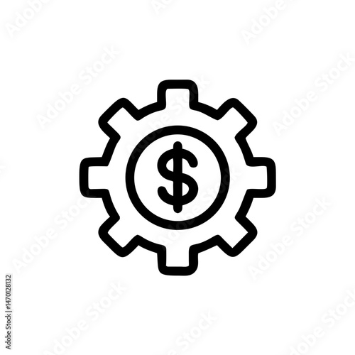 Gear with Dollar Symbol Icon in Minimalistic Style  