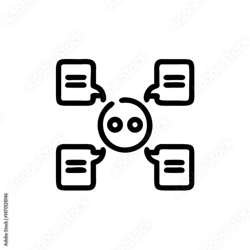 Collaboration Hub with Speech Bubbles and Centered Character  