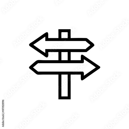 Direction arrows indicating multiple paths in line art style  