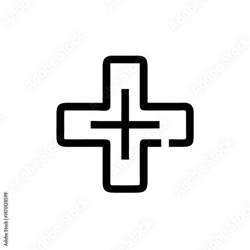 medical cross icon illustration in line art style  