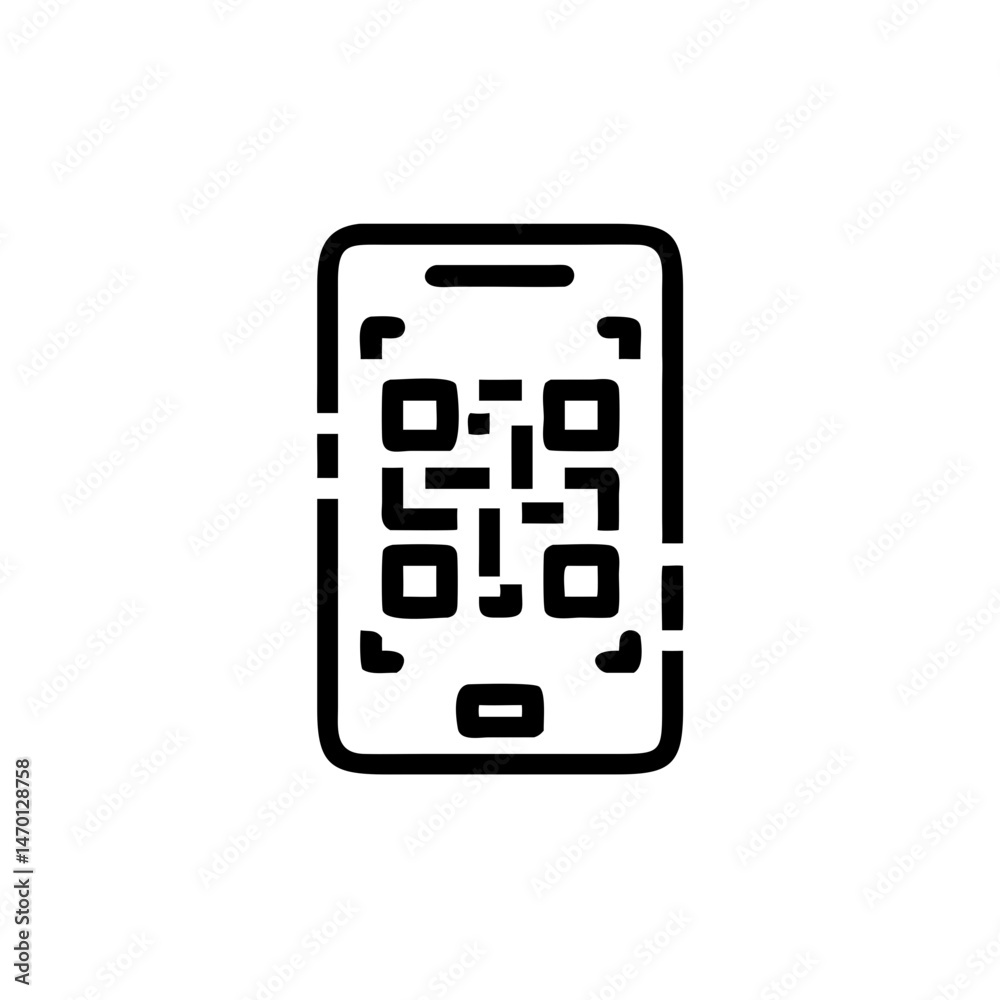 QR Code on Smartphone in Minimalist Style QR Code on Smartphone in Minimalist Style