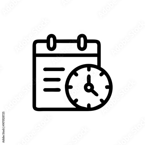 Calendar and Clock Icon Representing Project Deadline  
