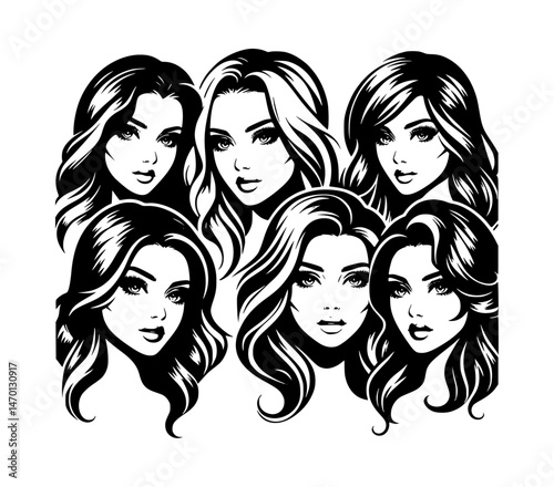 elegant beauty woman hair icon logo black color vector white background