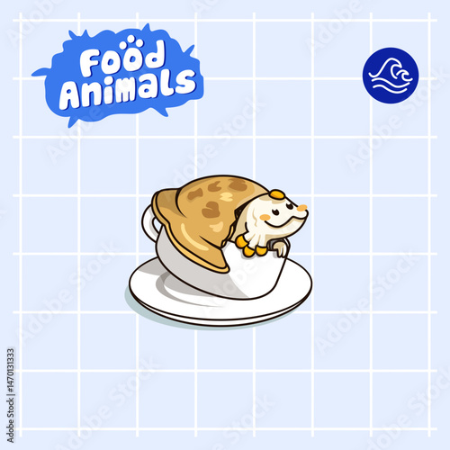 salamander zuppa cream corn soup cartoon mascot logo character cute