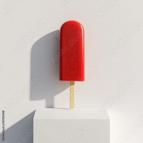 Red popsicle on a white pedestal