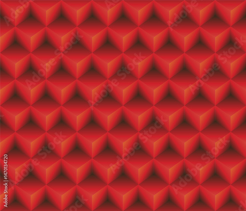 Red geometrical cubes seamless pattern