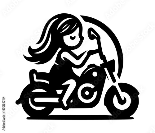 Girl Chopper Motorcycle Icon Logo