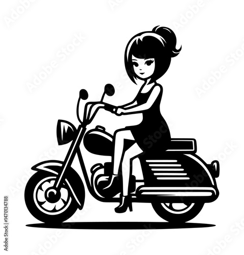 Black Girl Chopper Vector Logo
