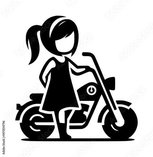 Minimalist Girl Chopper Icon Logo