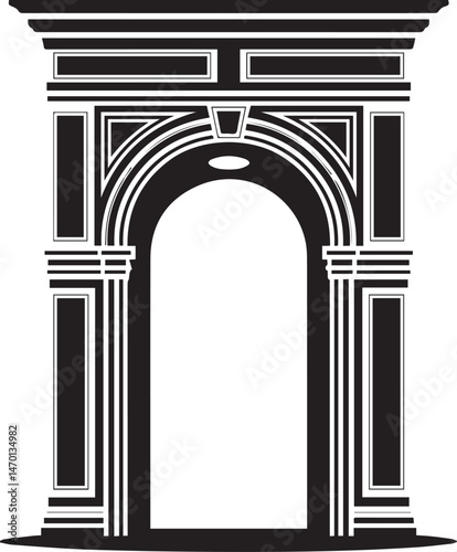Arch Door Silhouette Vector – Classic Curved Entry Illustration