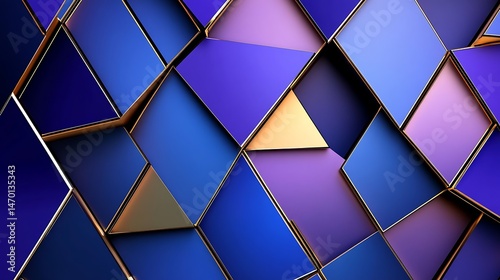 Abstract Blue Gold Geometric Pattern.