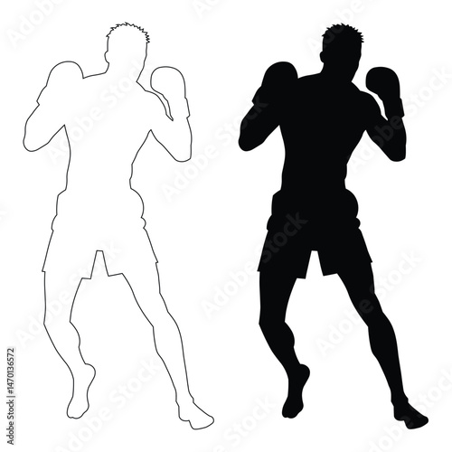 Boxer silhouettes and icons. black flat color simple elegant Boxer man vector and illustration.