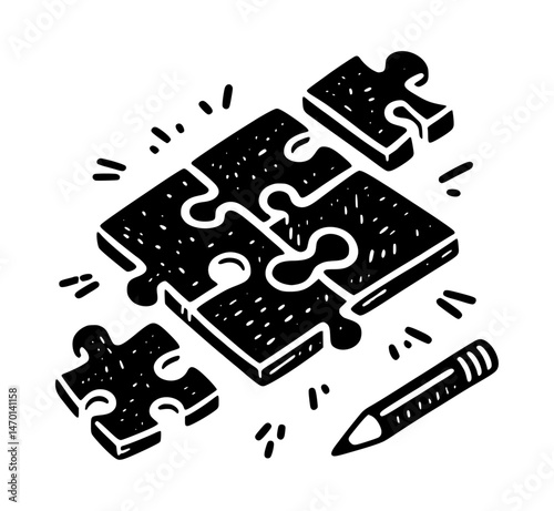 Minimalist Jigsaw Puzzle Vector Logo