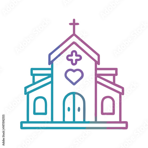 Church Building Icon Representing Wedding Ceremony and Religious Event