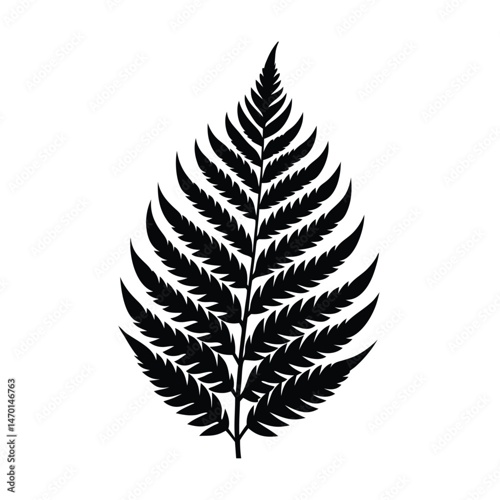 Fototapeta premium Elegant black fern leaf silhouette on white background for decorative design elements