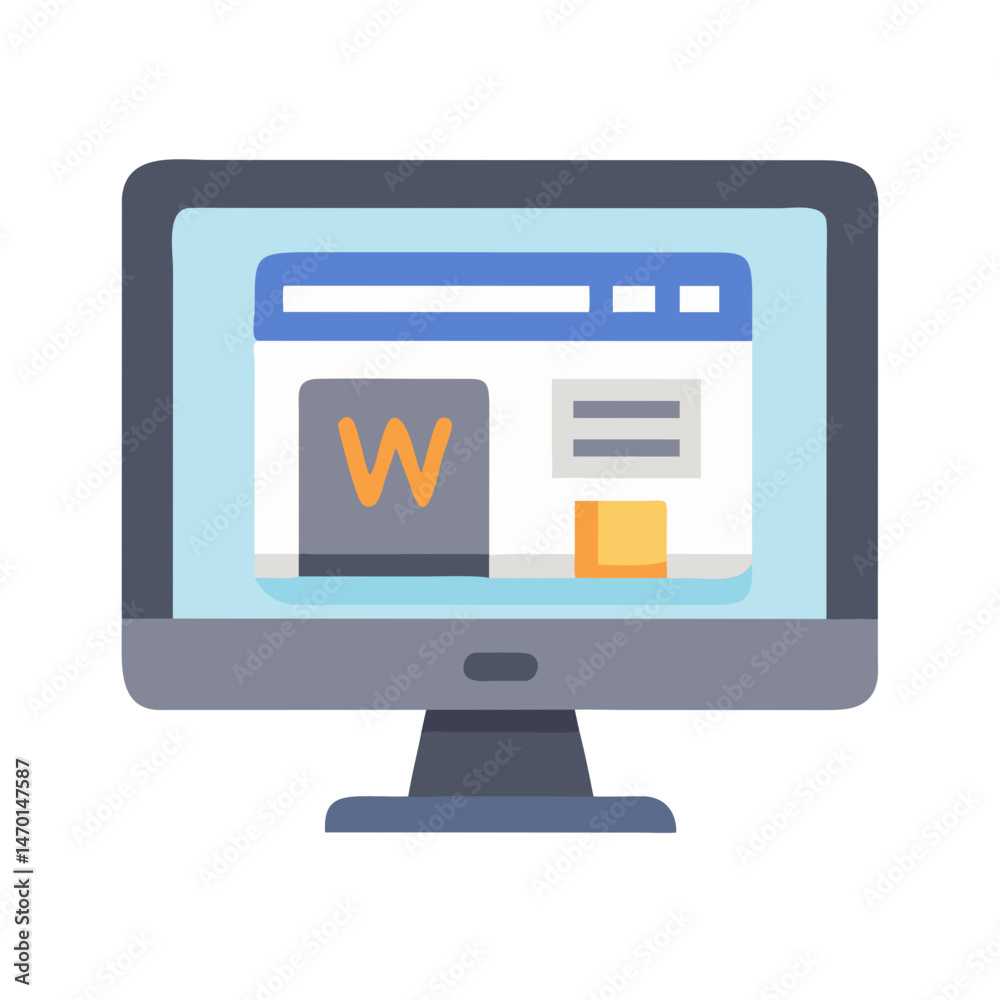 Computer Screen with Warehouse Software Icon Representing Inventory Management and Logistics Control Computer Screen with Warehouse Software Icon Representing Inventory Management and Logistics Control