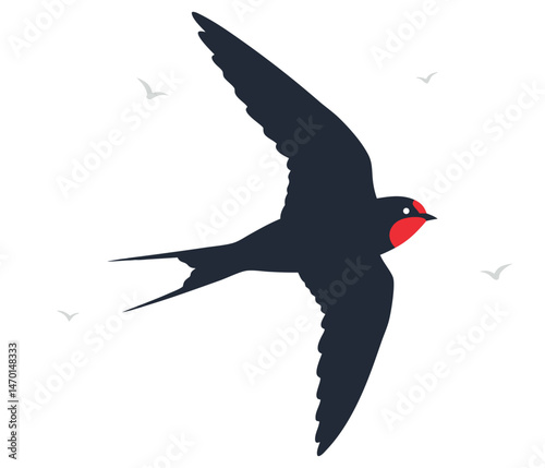 Majestic Bird Flying High in the Blue Sky with White Clouds and Other Birds in the Background