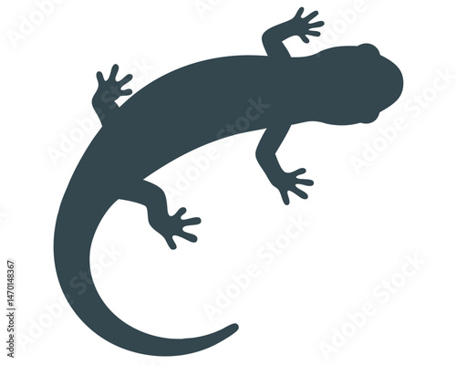 Silhouette of a Lizard Crawling with Detailed Features and Graceful Curves