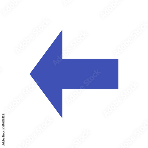 A simple blue arrow pointing towards the left direction on a white background in a minimalist style image