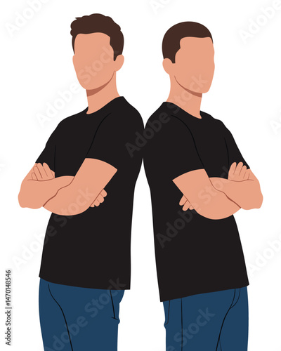 Two Males Turning Their Backs on Each Other in a Reflective Moment of Disconnection