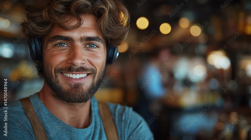 Handsome male call center operator assists clients with expertise and a friendly demeanor in a modern workspace