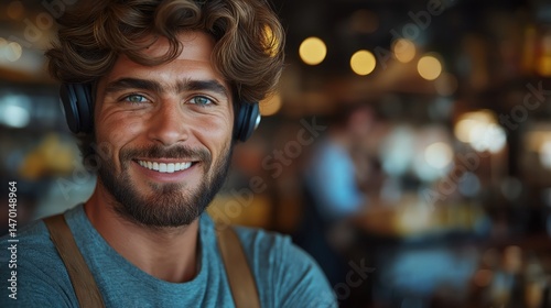 Obraz na płótnie Handsome male call center operator assists clients with expertise and a friendly demeanor in a modern workspace w salonie