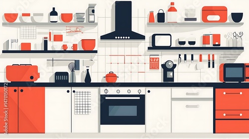 Modern Red Kitchen Interior Design. (1)