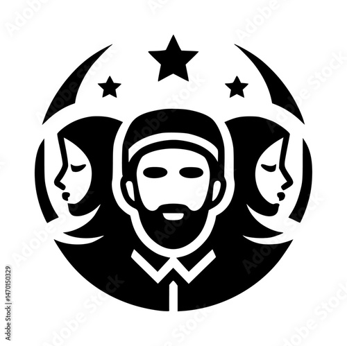 Black Muslim Faces Vector Logo