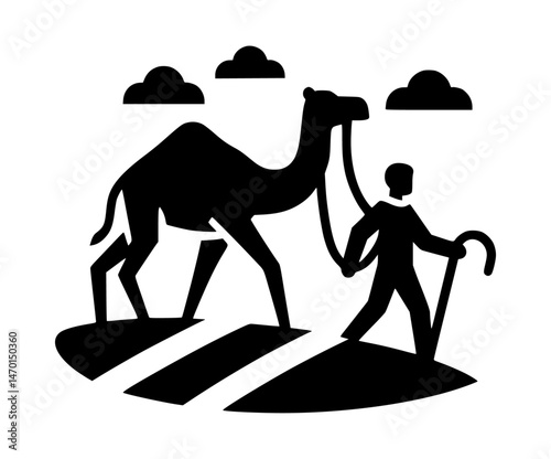 Camel Leader Man Black Vector Icon Logo Design