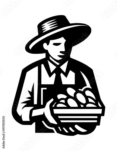 Mango Fruit Seller Traditional Market Vector Logo Design