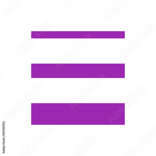 Three horizontal purple bars stacked vertically with varying widths on a white background plane view