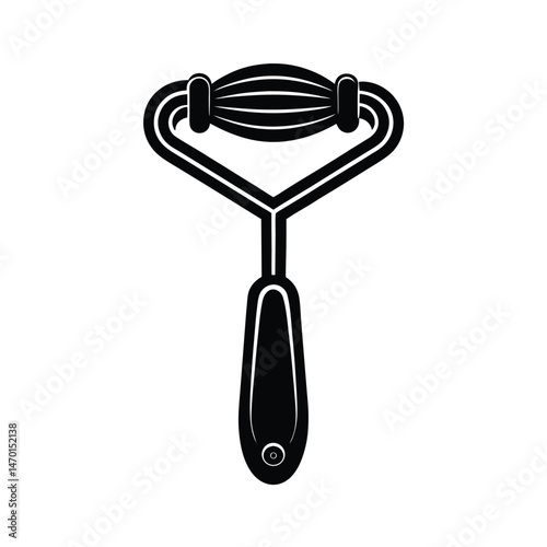 Isolated black and white vector illustration of a facial massage roller on a clean white background