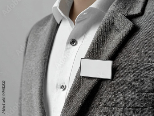Blank Name Tag on Suit