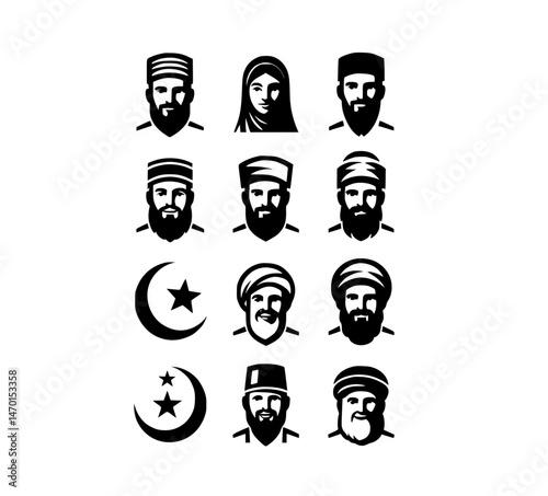 Elegant Muslim Faces Icon Logo