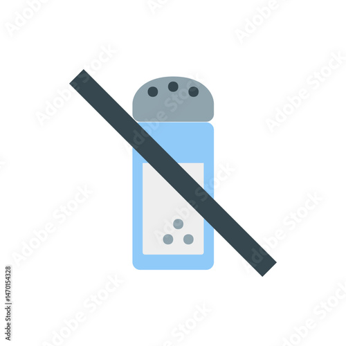 Illustration of a salt shaker with a diagonal line through it indicating no salt consumption allowed