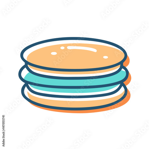 Dorayaki Pancake Sandwich with Filling Icon Representing Traditional Japanese Dessert