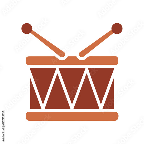Drum with Sticks Icon Representing Percussion Instrument in Music Performance